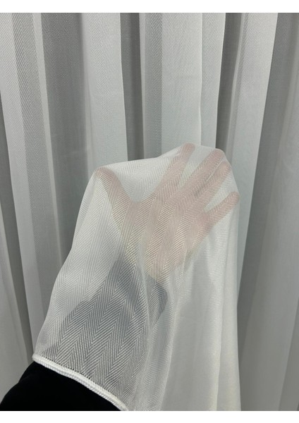 Lüks Keten Balık Sırtı Desen Tül Perde 1x3