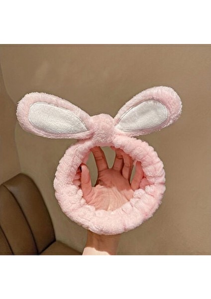 Peluş Pembe Tavşan Makyaj ve Banyo Bandı Seti modelleri