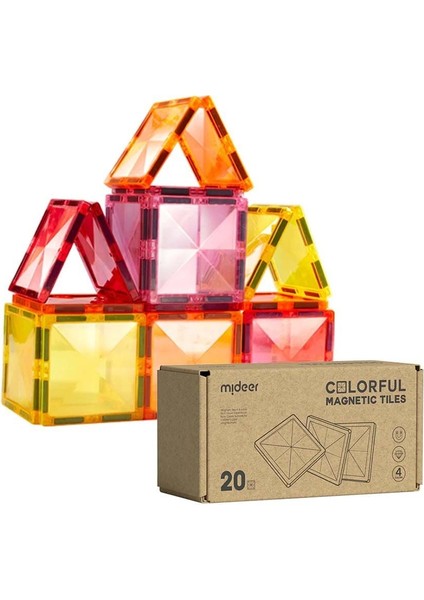 Renkli Magnetic Bloklar - Sıcak Renkler 20 Parça