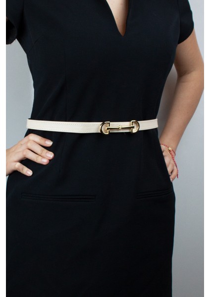 Gold Metal Tokalı Ince Vegan Deri Kemer modelleri