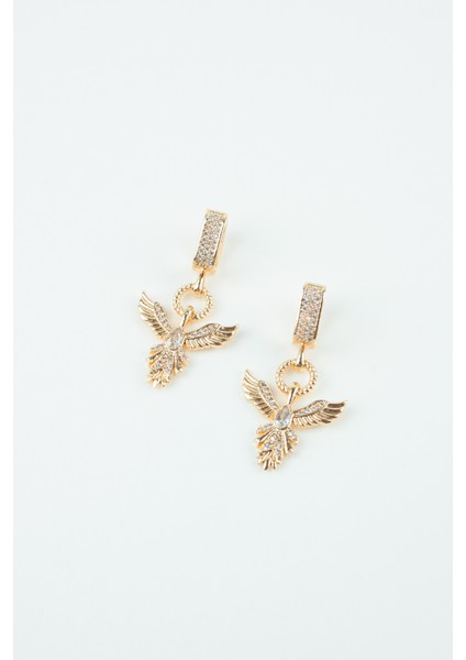 Ankakuş Figürlü Zirkon Taşlı Gold Küpe modelleri