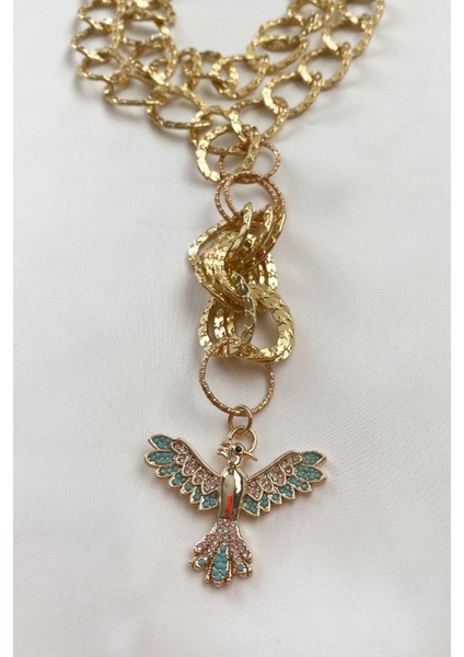 Çift Sıralı Ankakuş Uçlu Kolye indirimleri