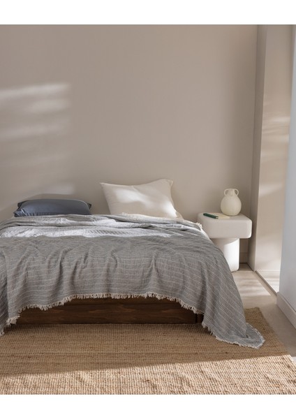 Bradley Çift Kişilik Pamuklu Yatak Örtüsü - Gri