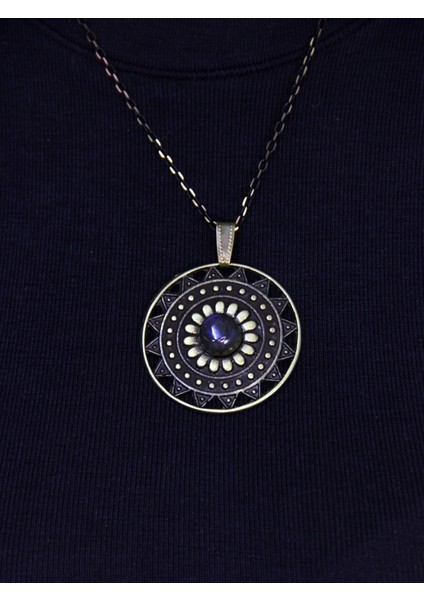 Doğal Taş Labradorit Doğal Taşlı Yuvarlak Model Antik Kadın Kolye EUK46LBT fiyatları