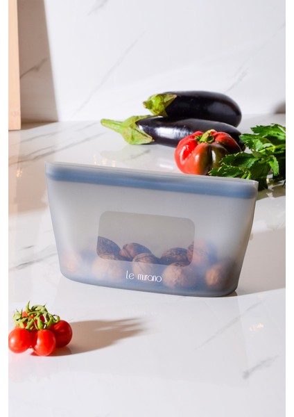 Mood Hava Sızdırmaz Kilitli Silikon Saklama Torbası 680 ml | Gri