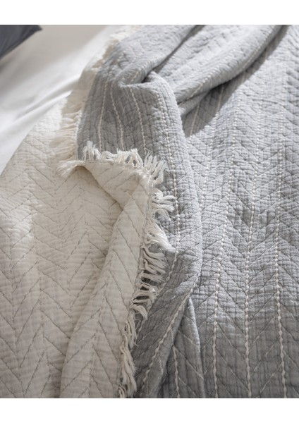 Bradley Çift Kişilik Pamuklu Yatak Örtüsü - Gri indirimleri