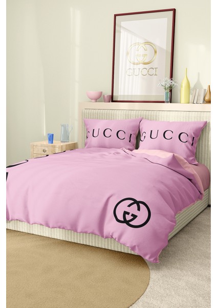 Nevresim Takımı Çift Kişilik Pamuklu Saten Kumaş 6 Parça 3D Dijital Baskı Duvet Cover Set Model No: