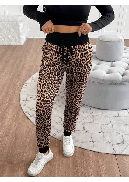 Kadın Yüksek Bel Bağcıklı Desenli Iki Iplik Pantolon modelleri