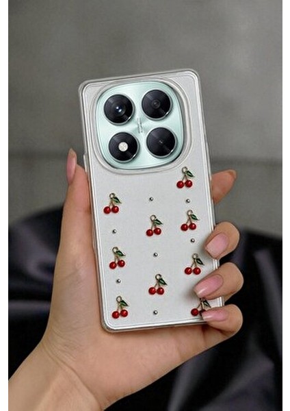 Xiaomi Note 14 Pro 4g Uyumlu – Epoksi Kiraz Desenli, Şeffaf, Darbe Dayanıklı Telefon Kılıfı