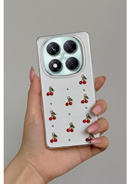 Xiaomi Note 14 Pro 4g Uyumlu – Epoksi Kiraz Desenli, Şeffaf, Darbe Dayanıklı Telefon Kılıfı