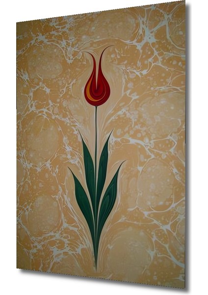 Altın Sulu Boya Görünümlü Lale Sanat Ahşap Dekoratif Tablo Dikdörtgen Tablo modelleri