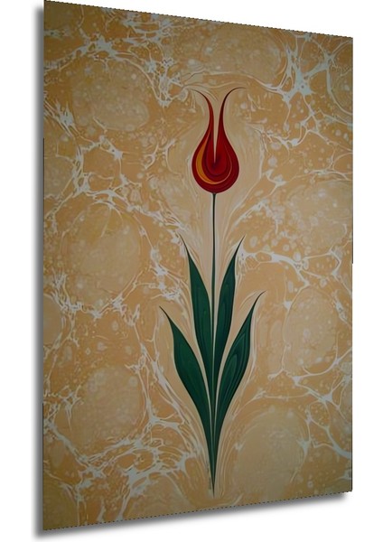 Altın Sulu Boya Görünümlü Lale Sanat Ahşap Dekoratif Tablo Dikdörtgen Tablo fırsatları