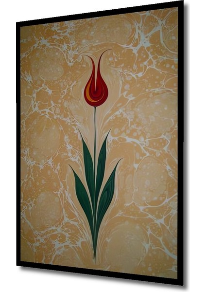 Altın Sulu Boya Görünümlü Lale Sanat Ahşap Dekoratif Tablo Dikdörtgen Tablo indirimleri