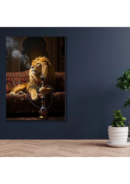 Hd Digital Baskı Aslan Nargile Içerken Kanvas Tablo Duvar Ofis Ev fiyatları