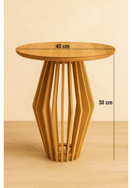 Palermo Yuvarlak Modern Klasik Rustik Retro Vintage Naturel Dekoratif Ahşap Çıtalı Yan Mantar Sehpa fiyatları