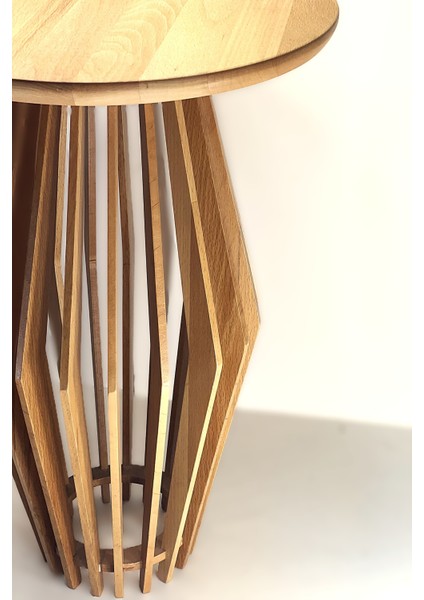 Palermo Yuvarlak Modern Klasik Rustik Retro Vintage Naturel Dekoratif Ahşap Çıtalı Yan Mantar Sehpa modelleri