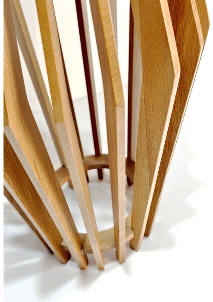 Palermo Yuvarlak Modern Klasik Rustik Retro Vintage Naturel Dekoratif Ahşap Çıtalı Yan Mantar Sehpa fırsatları