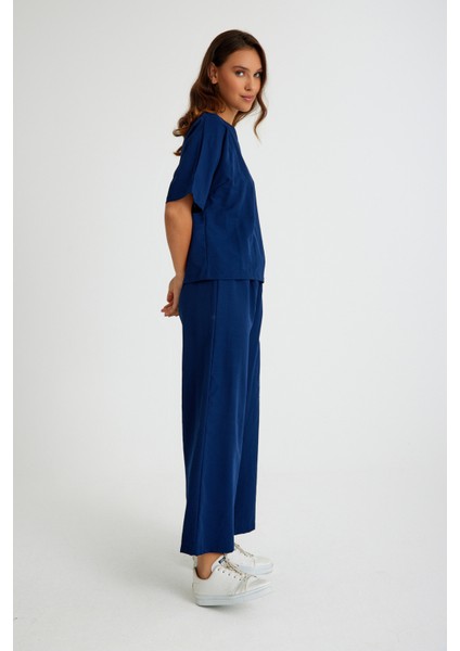 Keten Günlük Rahat Beli Lastikli Kadın İkili Takım Alt Üst