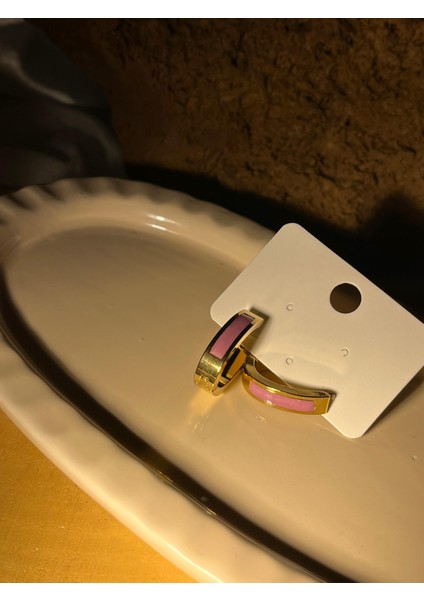 U Model Pembe Renk Çelik Küpe