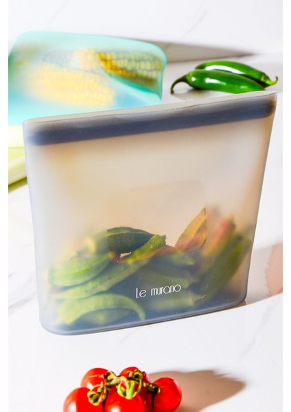 Mood Hava Sızdırmaz Kilitli Silikon Saklama Torbası 700 ml | Gri