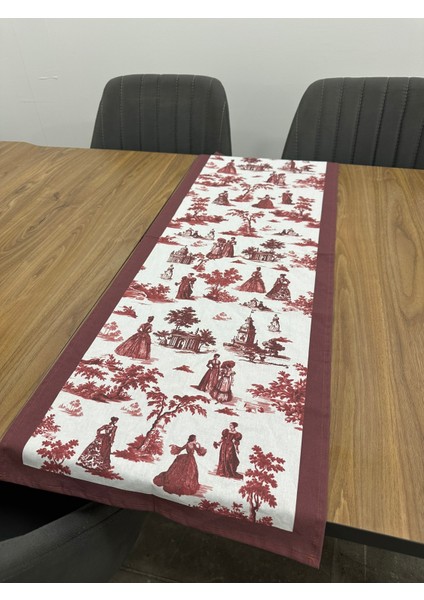 Toile De Jouy Paris Runner 40X110 cm | %100 Pamuk Dijital Baskılı Masa Örtüsü | Klasik Fransız Tarzı Masa Dekoru - ZT700 fiyatları