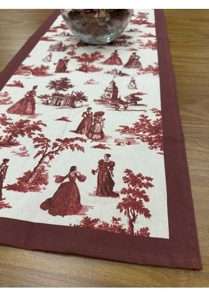 Toile De Jouy Paris Runner 40X110 cm | %100 Pamuk Dijital Baskılı Masa Örtüsü | Klasik Fransız Tarzı Masa Dekoru - ZT700 indirimleri