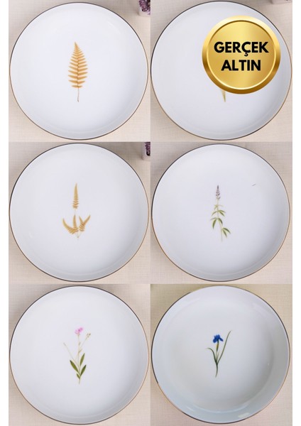 Tabak Evi Porselen Natura Karma Altın Yaldız Çukur Tabak 18,50CM 6 Lı