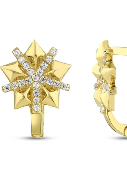 Taşlı Tasarım Altın Küpe - 14K fiyatları