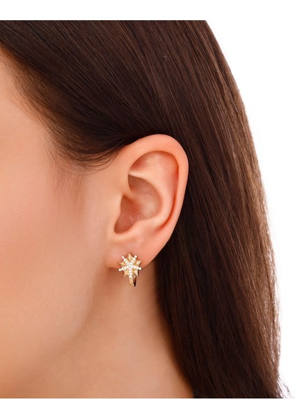 Taşlı Tasarım Altın Küpe - 14K modelleri