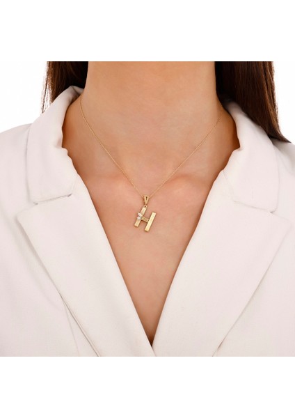 Altın H Harf Kolye Ucu - 14K modelleri