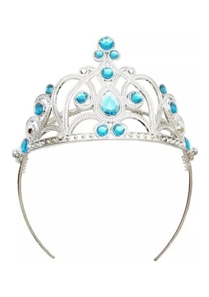 Mavi Taşlı Elsa Çocuk Tacı Prenses Tacı Kraliçe Tacı 16X14 cm fiyatları