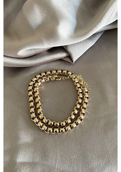 Geometrik Tasarım Çift Sıralı Gold Bileklik fiyatları