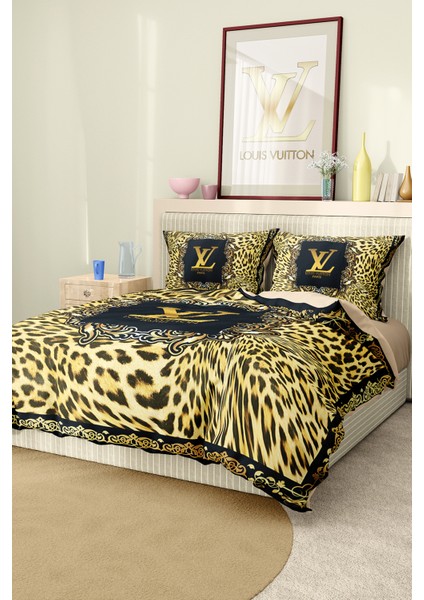 Nevresim Takımı Çift Kişilik Pamuklu Saten Kumaş 6 Parça 3D Dijital Baskı Duvet Cover Set Model No: