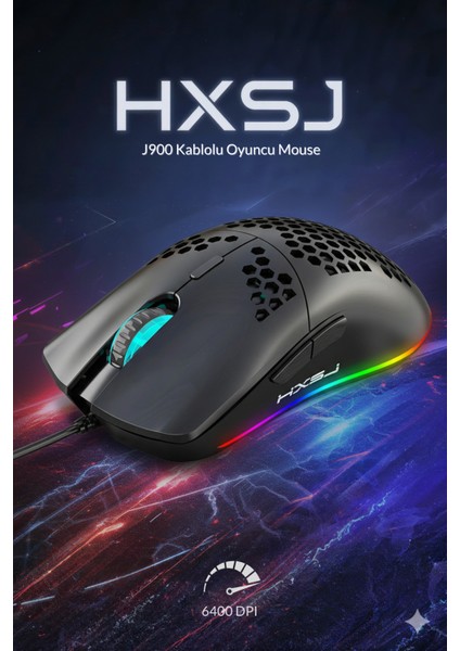 J900 Kablolu 6400 Dpı Rgb Oyuncu Mouse