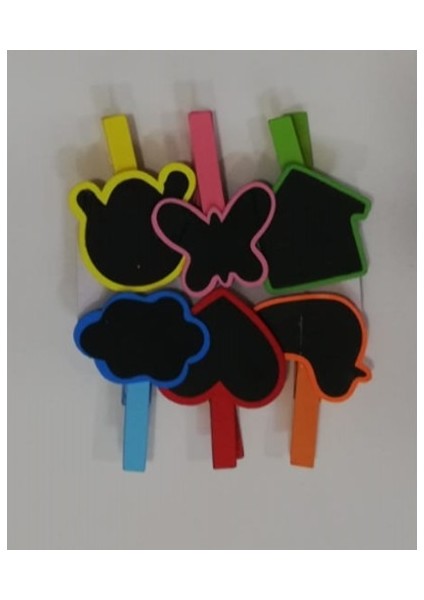 Desenli Notlu Ahşap Mandal (6'lı Set - 10 Paket)