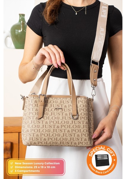 Orijinal Just Polo Collection 3 Bölmeli Lüks Yumuşak Deri Ayarlanabilir Çapraz Askılı Omuz Çantası