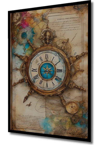 Ahşap Tablo Altın Pusulalı Antik Dünya Haritası Yağlı Boya Görünümlü Sanat Eseri Dikdörtgen Tablo indirimleri