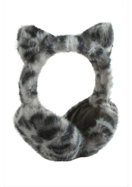 Leopar Desenli Yünlü Kışlık Kulaklık