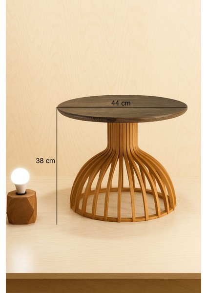 Palermo Yuvarlak Modern Klasik Rustik Retro Vintage Naturel Dekoratif Ahşap Çıtalı Eskitme Iskandinav Yan Orta Mantar Sehpa fiyatları