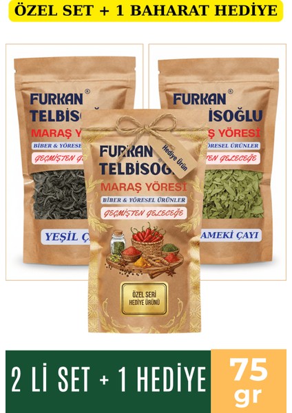 Sinameki Çayı 75GR + Yeşil Çay 75GR +1 Baharat Hediye