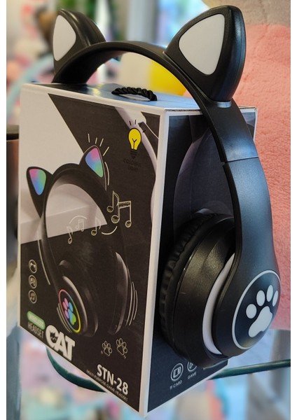 Kablosuz Kulaklık Işıklı Pati Model Siyah AD41005