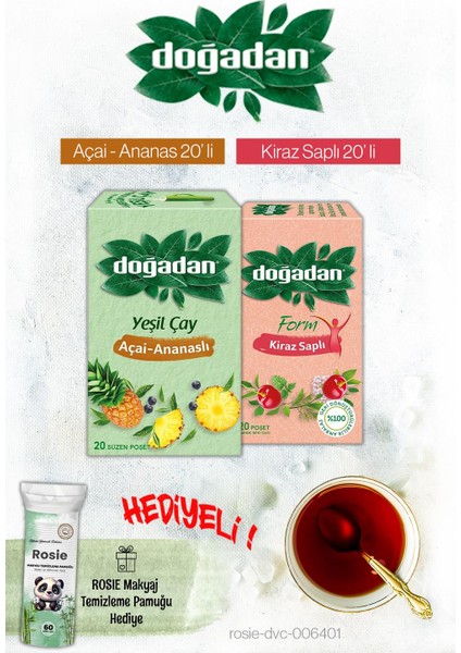 Kiraz ve Açai Ananas Poşet Çay ve Rosie Hediyeli