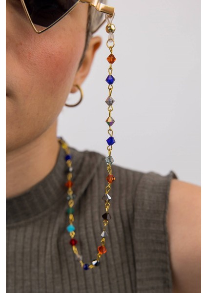 Gold Renkli Kristal Taş Detaylı Gözlük Ipi fiyatları