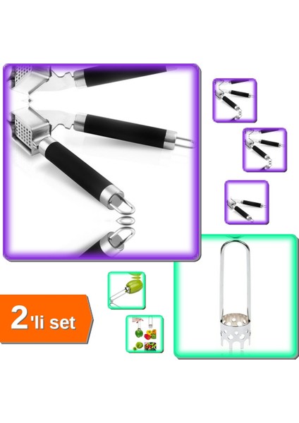 Biberoy Pratik Dolma Biber Oyacağı + Lüx Çelik Sarımsak Ezici - 2li Set XYZ456
