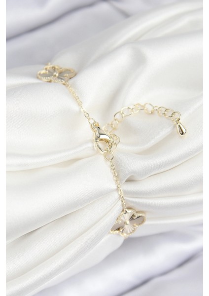 Vıp Pirinç Yonca Model Gold Renk Kadın Bileklik - TJ-BB7783 fiyatları