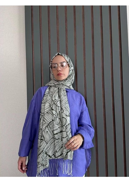 Ipekevi Ağaç Kabuğu Desenli Ipek Şal Yeşil