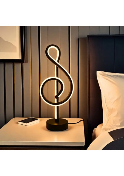 Sol Anahtarı Şeklinde Masa/gece Lambası Sarı ve Beyaz Işık 2 Renk Birarada USB Baglantılı