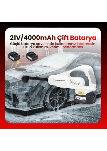 HX-4000 Kablosuz Araç Yıkama Makinesi 290 Psı Basınç, 18.500 Rpm Motor, 4000MAH Çift Batarya indirimleri