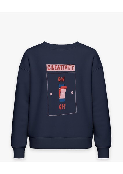 Kadın Içi Şardonlu Baskılı Oversize Sweatshirt