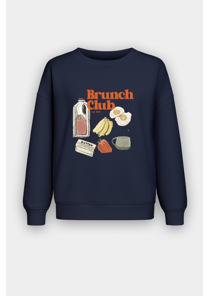 Kadın Içi Şardonlu Baskılı Oversize Sweatshirt